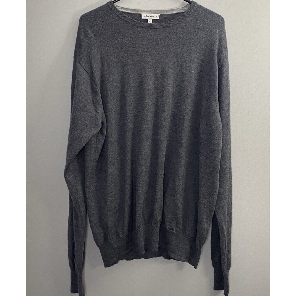 Peter Millar‎ Men's Merino Wool Silk Nylon Blend Gray Pullover Sweater Sz XL
